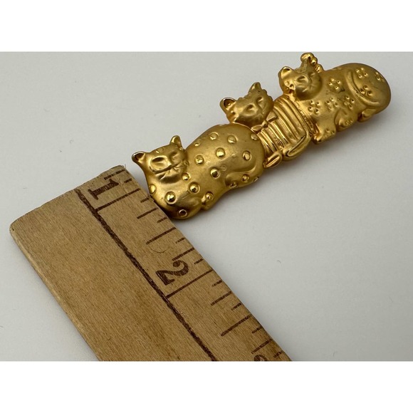 Unbranded Matte Gold Tone Kitty Cats Brooch - Picture 6 of 7